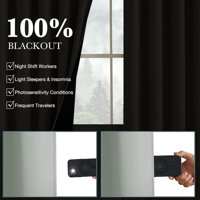 Detalle de PONY DANCE 100% blackout thermal pencil pleat curtains (sage green) – rod pocket, 2 panels