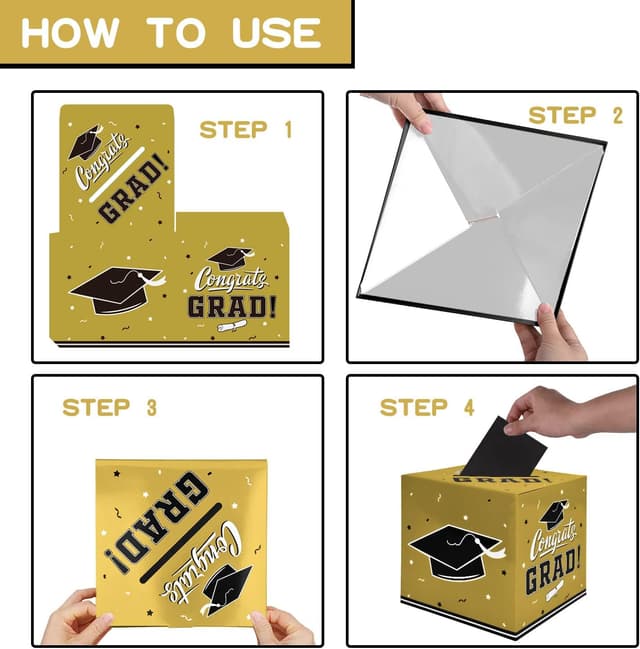 Detalle de Gatherfun Graduation Party Decorations Box and Card Box (Gold)