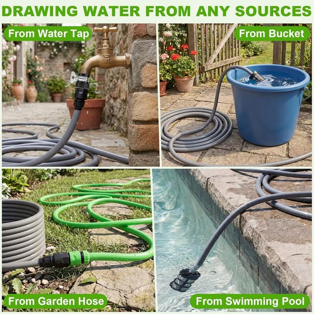 Detalle 2 de VOERJIA 21V Cordless Pressure Washer with LED Battery Display (Up to 1000 PSI) & 6-in-1 Nozzle