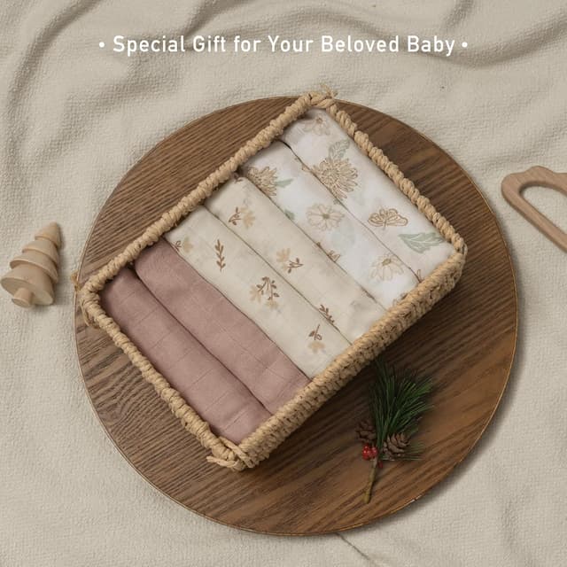 Detalle de GLLQUEN BABY Musselintücher (70 x 70 cm) im 6er-Pack – Spucktücher aus Bambus und Baumwoll-Musselin