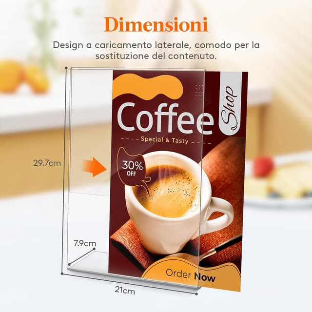 Detalle 2 de Lifewit 6 espositori porta depliant A4 in acrilico trasparente (30 x 21 cm), supporto a forma di L