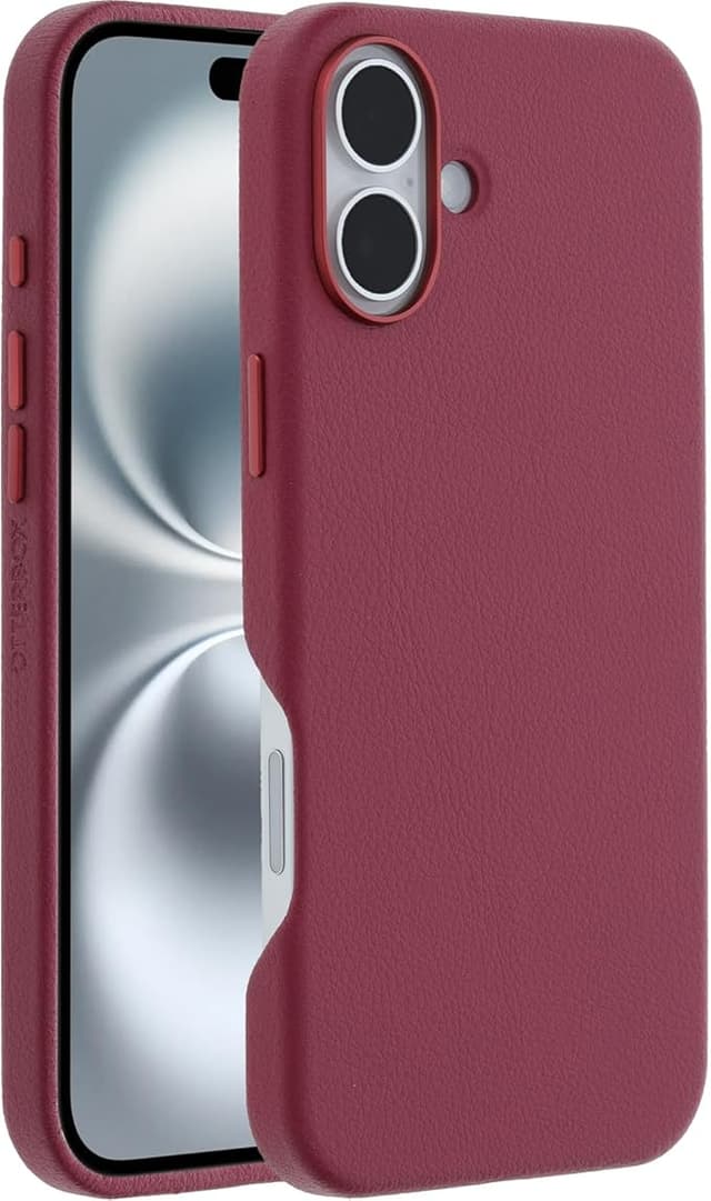 Detalle de Otterbox Symmetry Series Cactus Leather MagSafe iPhone 16 Plus 📱 Protector Anticaídas Rojo