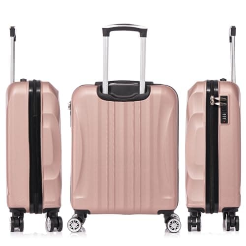 Detalle de RAYKONG Maleta de cabina ABS 55x40x20 cm (20 pulgadas) RosaDorada, 40 L