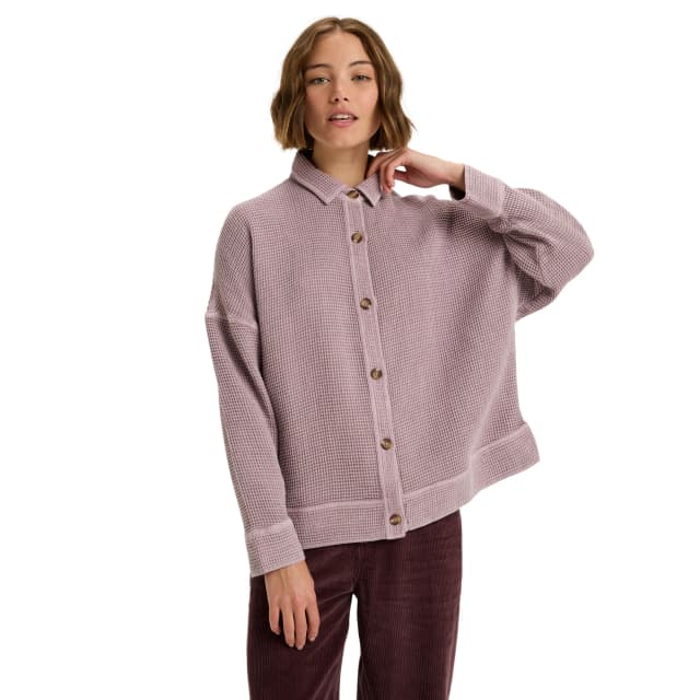 Detalle de Roxy Camisa de mujer Hike Away de manga larga en tejido gofrado de algodón