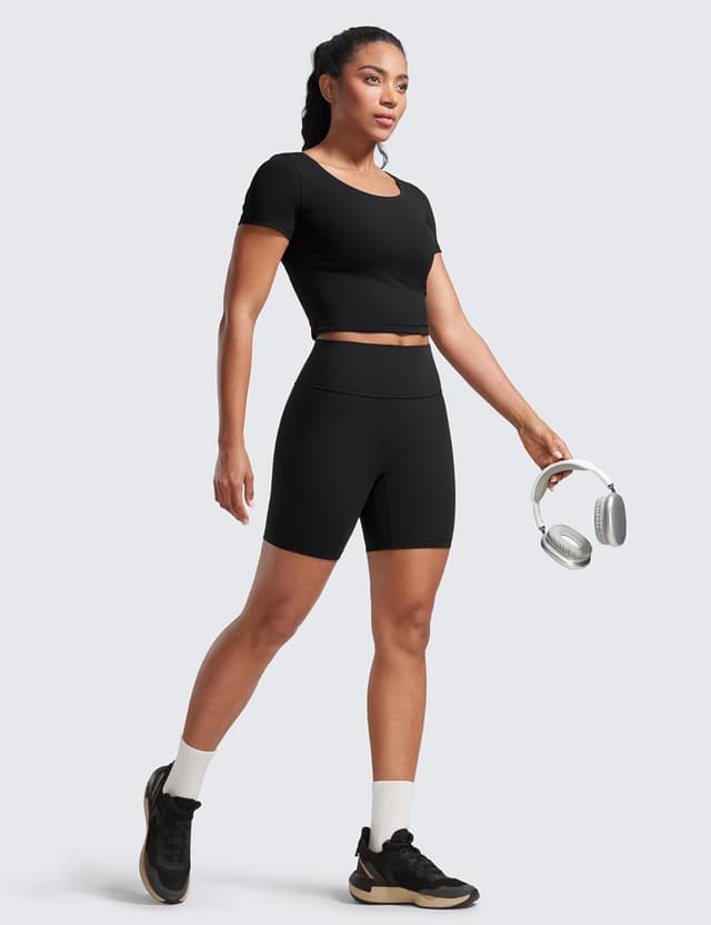 Detalle de CRZ YOGA Femmes Butterlift Short taille haute (pas de couture devant) 10 cm / 15 cm pour le yoga