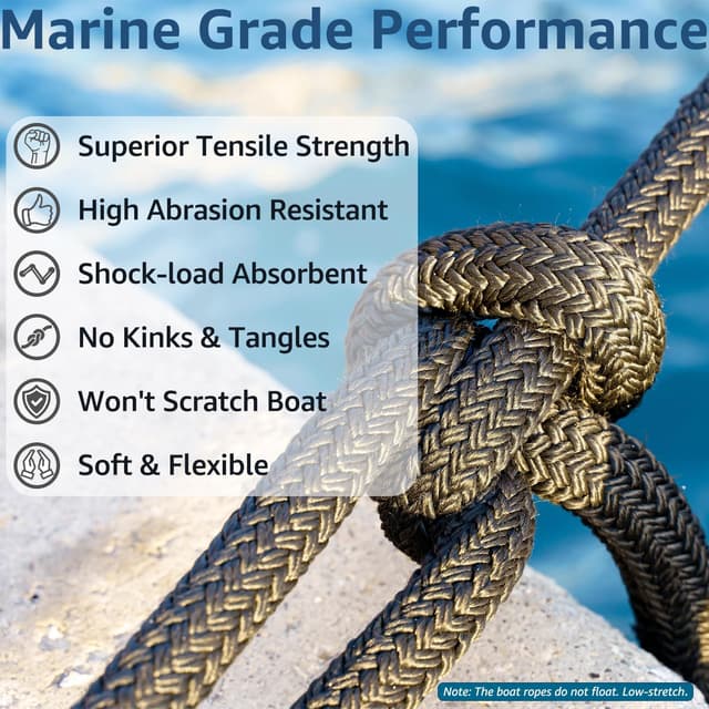 Detalle 2 de PACTHSD Boat Dock Lines 1/2" x 15' Rope