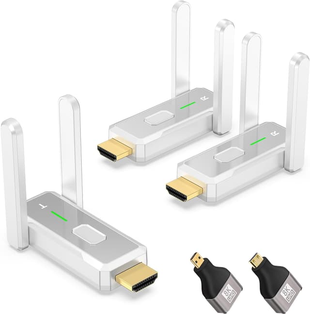 Detalle de KVZOO Wireless HDMI Transmitter and 2 Receivers (500 FT/150M) Dual-Band 2.4G/5G, 1080P Plug & Play