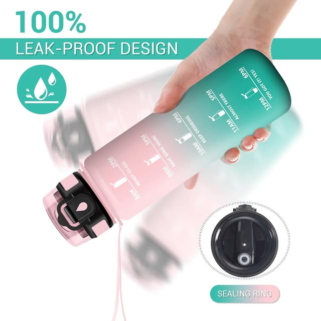 Thumbnail 4 de Borraccia 1L con cannuccia e indicatore orario 💧