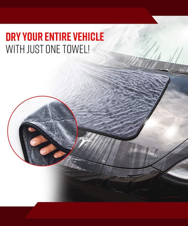 Detalle 2 de Adam's Polishes Towel Jumbo Plush Drying Towel (33 x 29 in, 1500 GSM) — Absorbent Microfiber 2-Pack, White