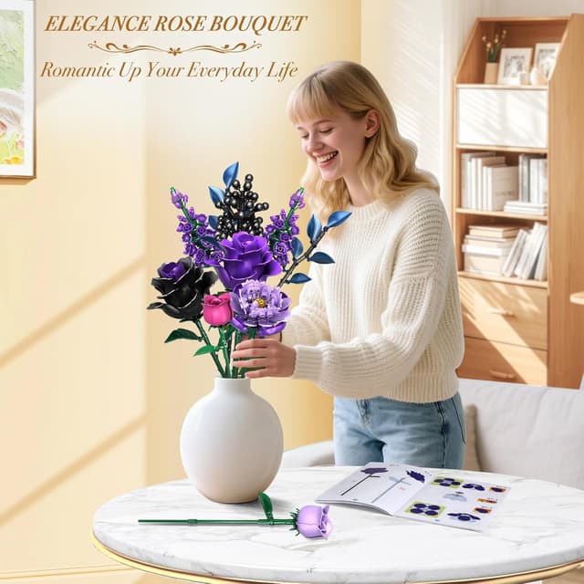 Detalle 2 de Rongmeiz Set de Construcción de Ramos de Flores 701 piezas