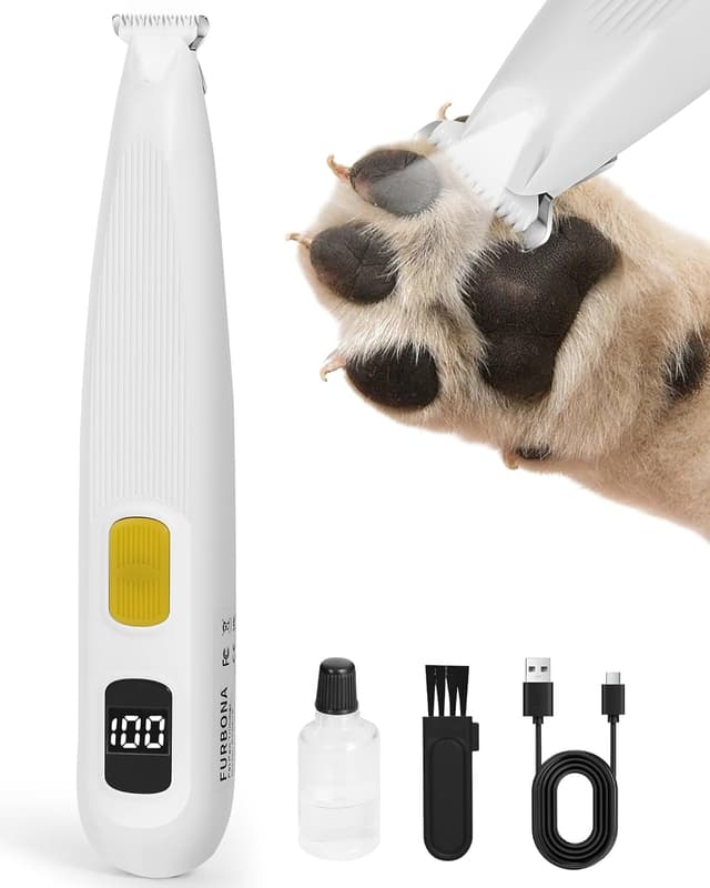Detalle de FURBONA Upgraded Dog Paw Trimmer with Digital LED Display, 2-Speed 18mm Blade and USB-C Recharge