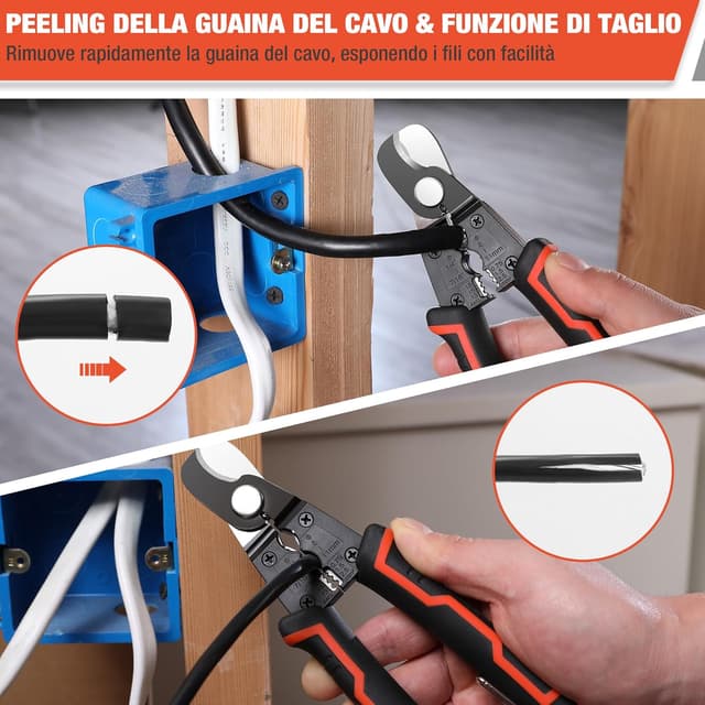 Detalle de ValueMax Tagliacavi Multifunzione 4-IN-1 da 17 cm con foro di spelatura e sezioni 0,75/1,5/2,5 mm²
