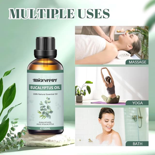 Detalle de Migcaput Ätherisches Öl Eukalyptusöl (100 ml) – Naturrein für Diffuser, Aromatherapie & DIY