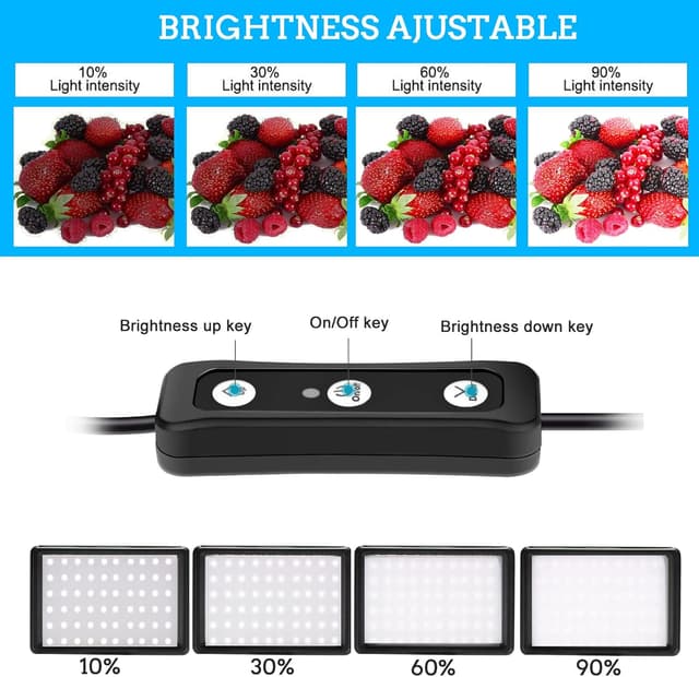 Detalle 2 de Ci-Fotto LED Video Licht 2‑Pack (dimmbar, 5600K, USB) mit Ministativ und Farbfiltern