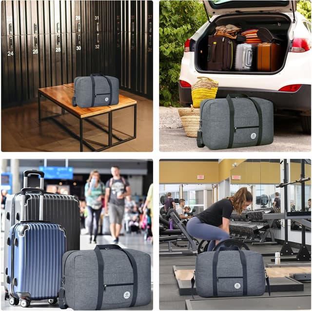 Detalle de for Airlines Large Cabin Bag 56x45x25 Foldable Travel Duffel Bag Holdall Tote (40L) – Thick Series Grey