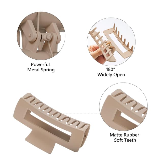 Detalle de HBselect 8er-Set Haarklammern mit Greifclips (Blume/ Kralle) – rutschfeste Haarspangen für dickes Haar