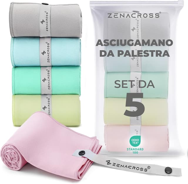 Imagen de Zenacross Set 5 Asciugamani Microfibra 40x77 Pastello en OfertitasTOP