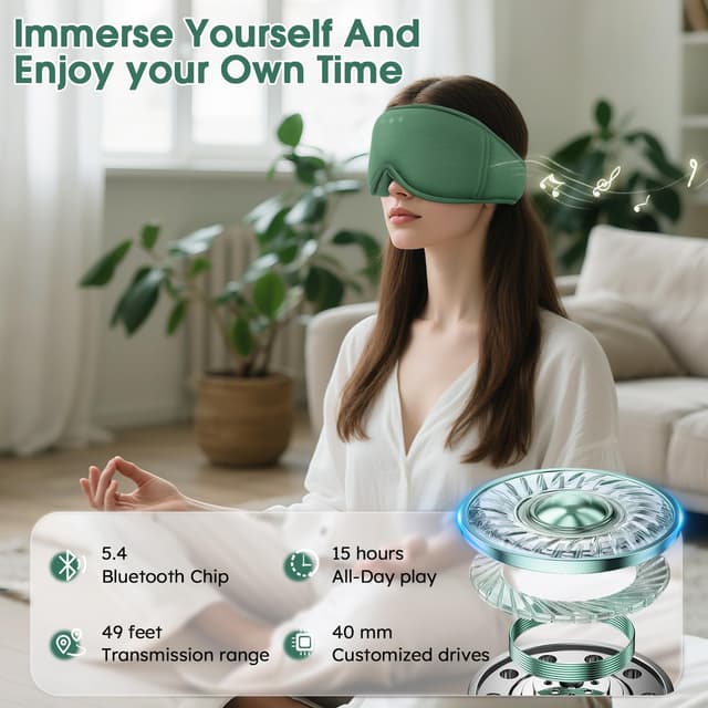 Detalle 2 de LC-dolida Schlafmaske mit Bluetooth 5.4