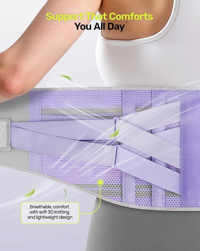 Detalle de Rakiie Women’s Back Support Belt (XL, Purple) with 3D Silicone Pad