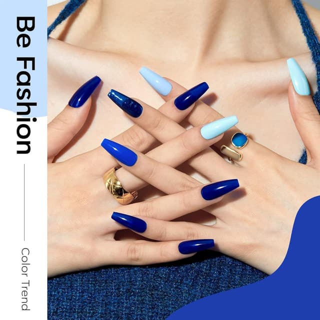 Detalle de modelones Blue Gel Nail Polish Set 6 Colors 28+ days