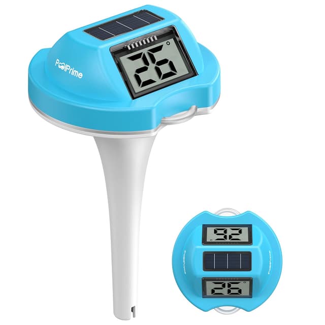 Detalle de PoolPrime Pool Thermometer mit Doppelbildschirm – schwimmendes IPX7 Poolthermometer (blau)