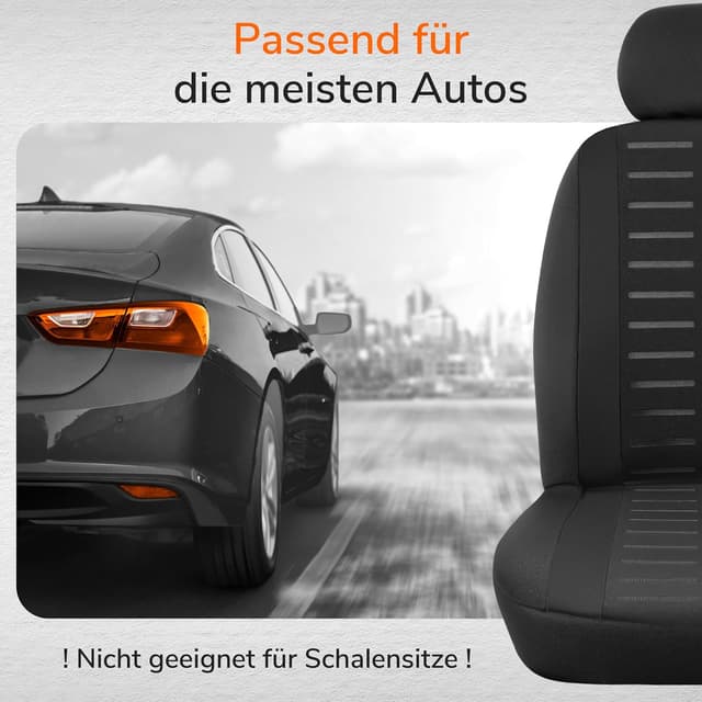 Detalle de Upgrade4cars Autositzbezüge Set für die Vordersitze (Version 2026) – Universal in Schwarz