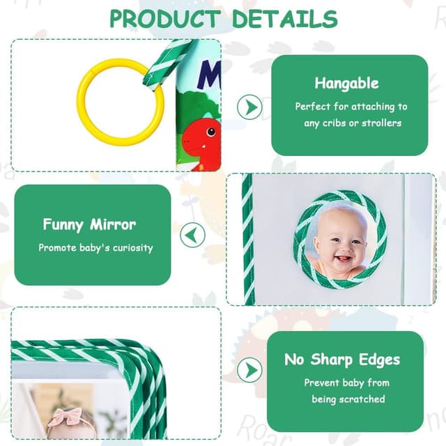 Detalle de Aolso Baby Photo Album con copertina a tema dinosauri (tessuto morbido), fino a 17 foto