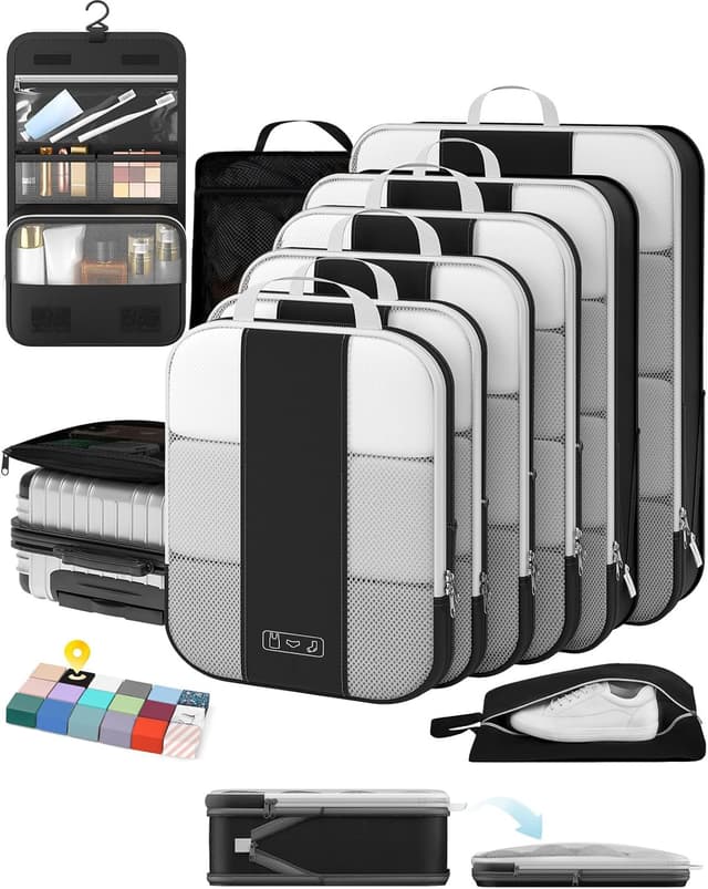 Detalle de OlarHike 10-Pack Compression Packing Cubes for Travel