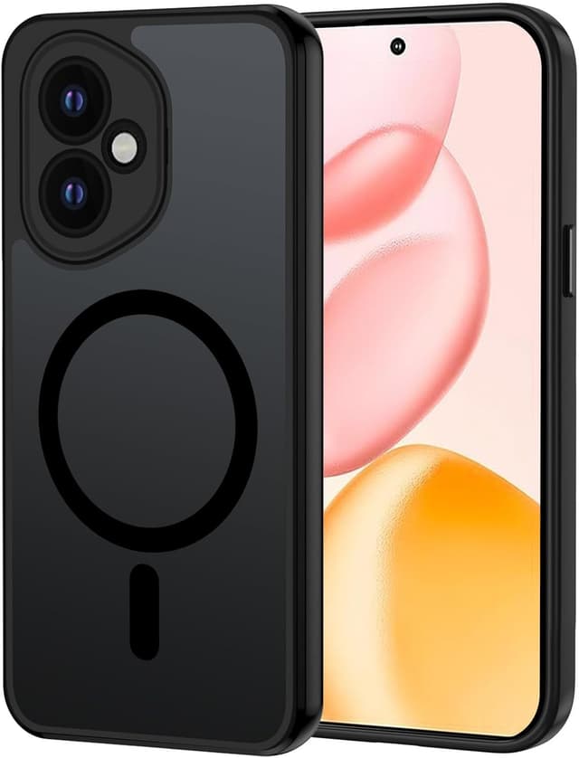 Detalle de XTCASE Coque magnétique pour Honor 400 5G compatible MagSafe – dos mat translucide noir avec bumper TPU anti-chocs