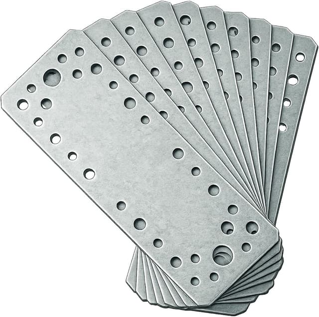 Detalle de OMIDEAS 10er-Pack Flachverbinder (180 x 65 x 2 mm) aus verzinktem Stahlblech