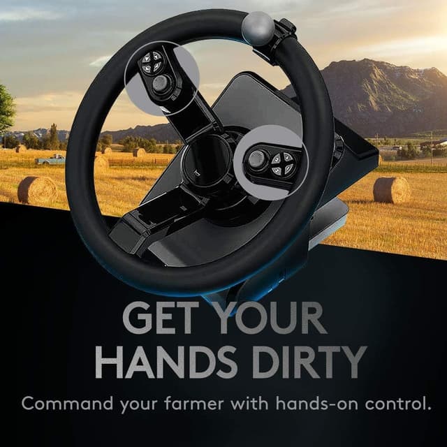 Detalle de Logitech G Saitek Farm Sim Controller Heavy Equipment Bundle (900° wheel) for Farming Simulator — USB for PC/Mac, Black