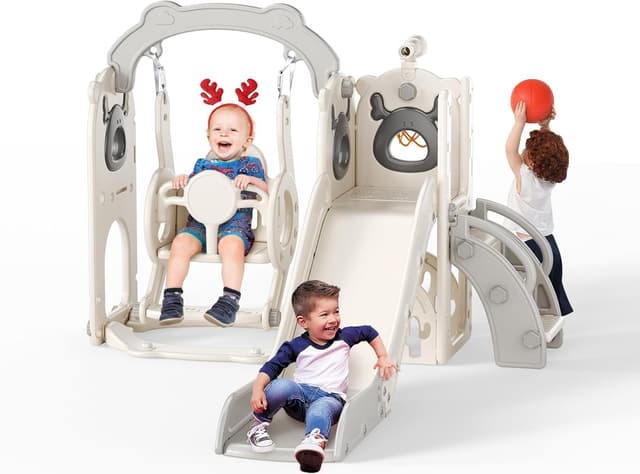 Thumbnail 5 de Altalena Scivolo 6 in 1 per bambini con canestro e telescopio 🛝