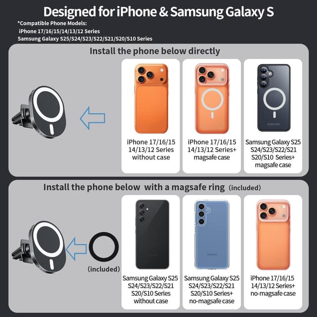 Detalle 2 de Magsafe Car Mount Charger 15W with 16 N55 Magnets