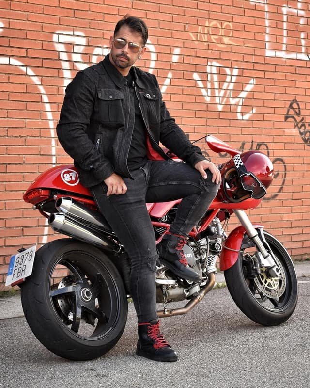 Detalle 1 de BORLENI Motorradjacke Jeans mit Protektoren