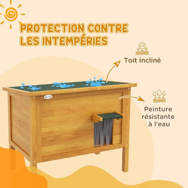 Thumbnail 4 de PawHut Maison pour Chats Niche Bois surélevée