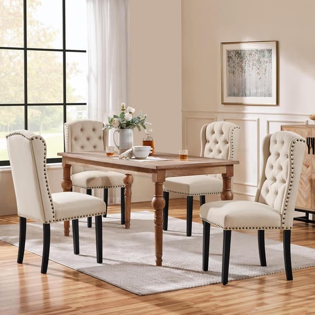 Detalle 2 de Yaheetech Juego de 2 Sillas de Comedor Tapizadas