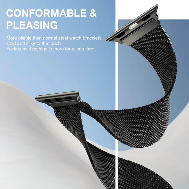 Detalle de Stainless Steel Milanese Loop Magnetic Clasp Apple Watch Band (46mm/44mm/45mm/49mm)