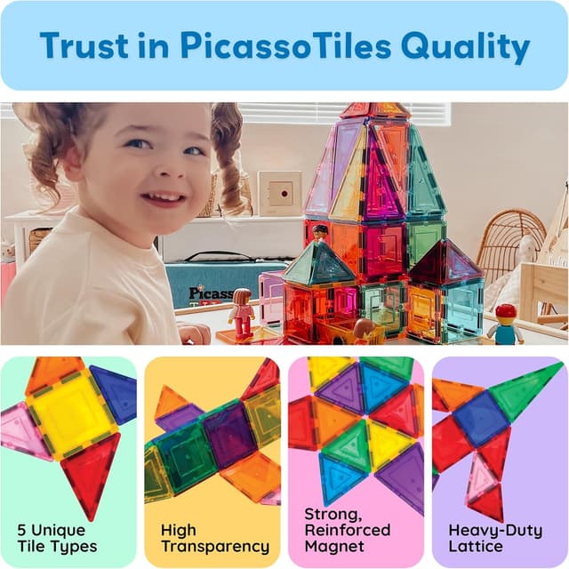 Thumbnail 6 de PicassoTiles 60 Piece Magnetic Building Set