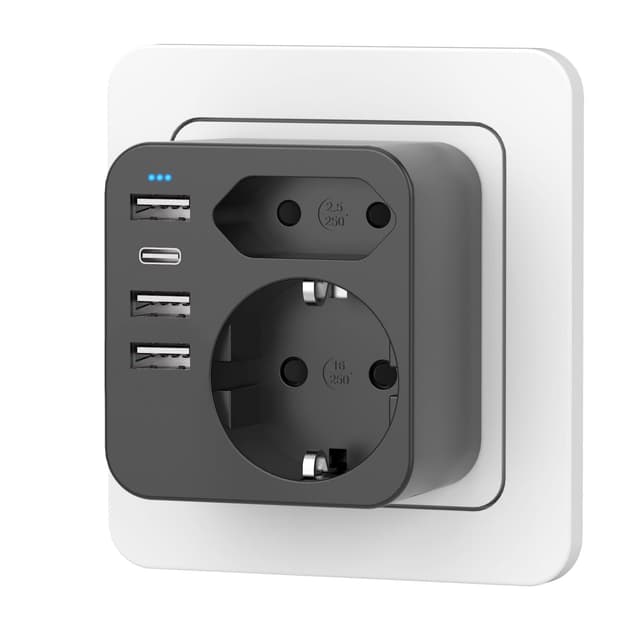 Detalle de Rwest X Mehrfachsteckdose mit 4 USB Ports