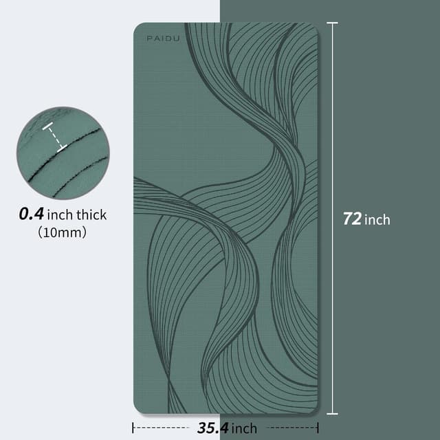 Thumbnail 6 de PAIDU Large Yoga Mat (72 x 36 x 0.4 in) Extra Wide, 10 mm Thick, Non-Slip POE Exercise Mat