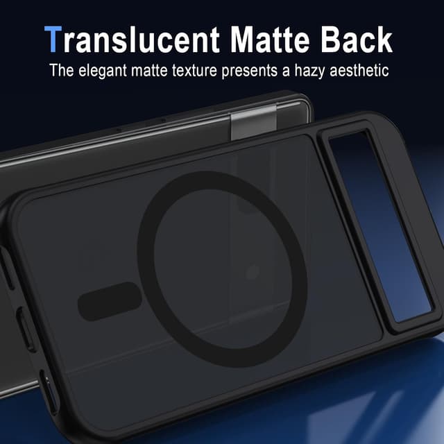 Detalle de XTCASE Coque magnétique pour Google Pixel 8A avec MagSafe, dos mat translucide et protection anti-chocs, Noir