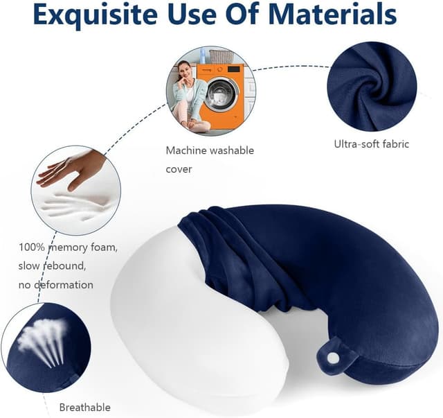 Detalle de URAQT Nackenkissen „Comfy“ (U-förmig) aus Memory-Schaum für Reisen, Büro und Flugzeug