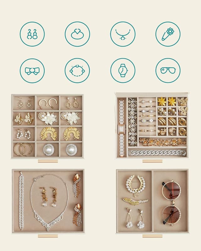 Detalle 2 de SONGMICS MJBC173W01 caja de joyas 4 niveles