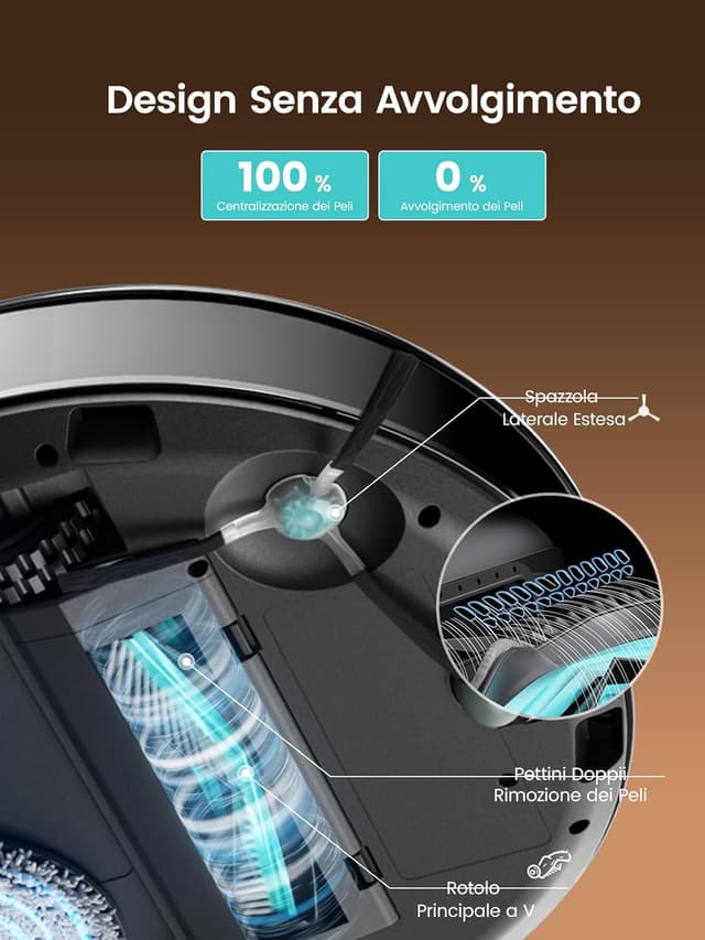Detalle de Lefant M3 Ultra robot aspirapolvere e lavapavimenti con LiDAR dToF, ostacoli PSD e stazione all-in-one