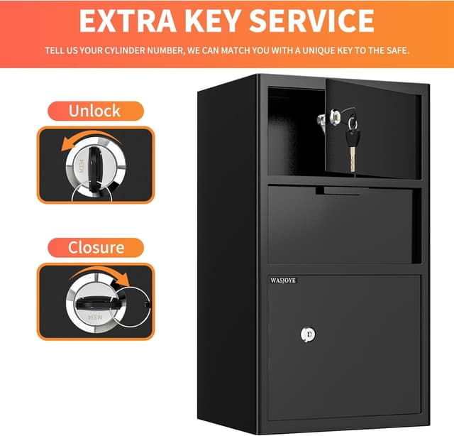 Thumbnail 6 de WASJOYE 100.8L Large Depository Drop Safe for Business – Anti-theft Drop Slot Cash & Document Box
