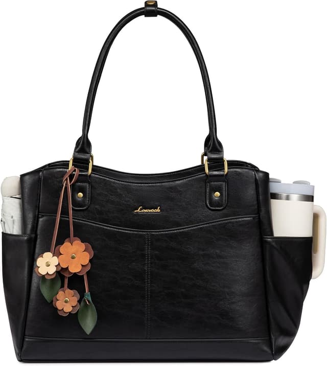 Imagen de LOVEVOOK Vintage Leather Laptop Bag for Women with Large Cup Holder en OfertitasTOP