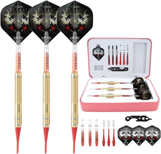 Detalle de CUESOUL Dragon Series : ensemble de fléchettes à pointe souple Luxe 16 g avec étui