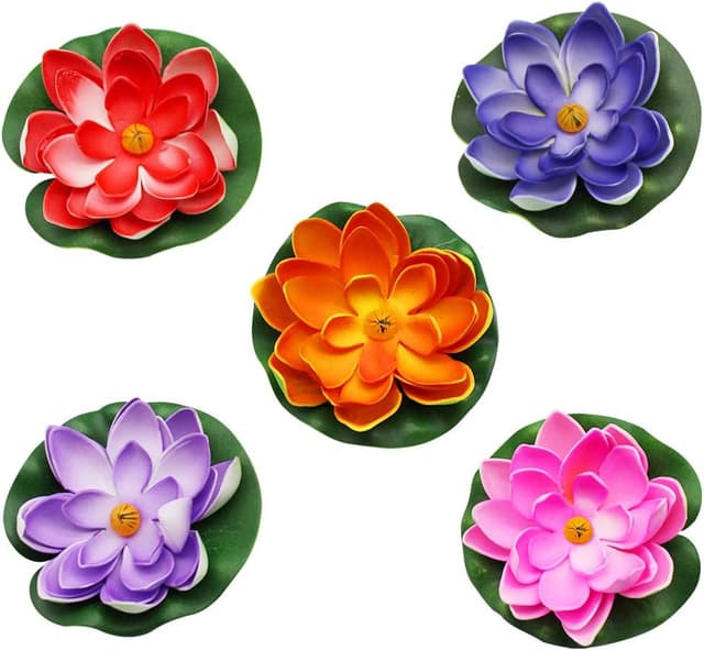 Detalle de Doafoce PEAK-EU 5 pcs Artificial Foam Lotus for Garden Ponds, Aquariums & Fountains