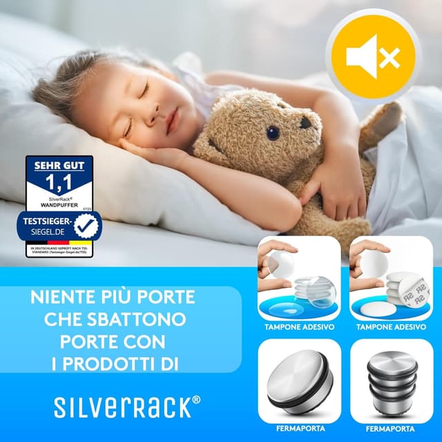 Detalle de SilverRack Fermaporta Adesivo da Muro 6 pezzi