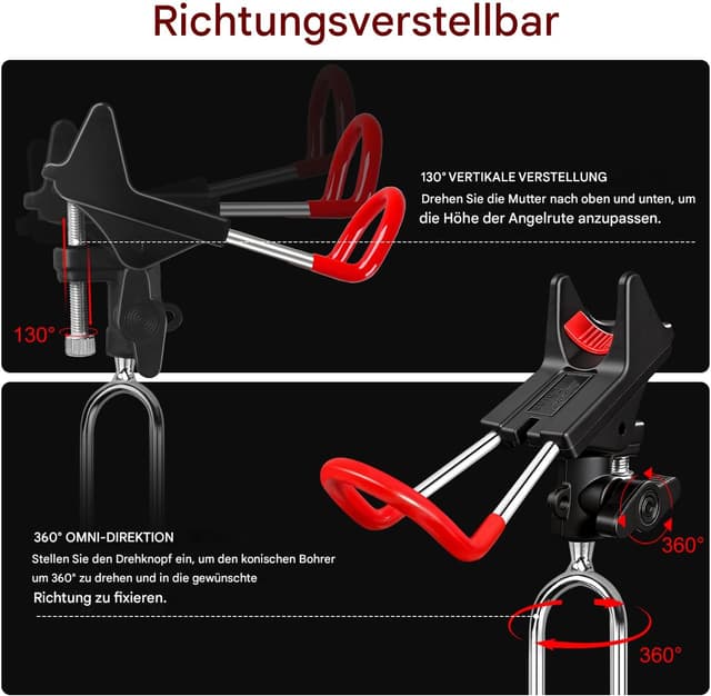 Detalle 2 de Leeko Rutenhalter 2er Set, 360° verstellbar